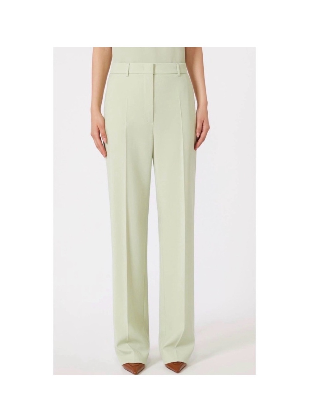 Avec Les Filles Light Sage Wide-Leg Trousers